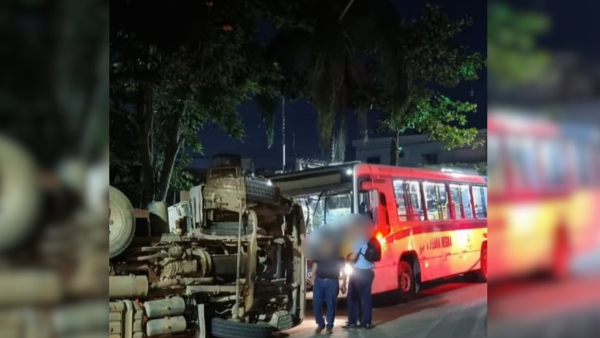 Acidente entre caminhão e ônibus mobiliza equipes no bairro Santa Edwiges em Itaúna