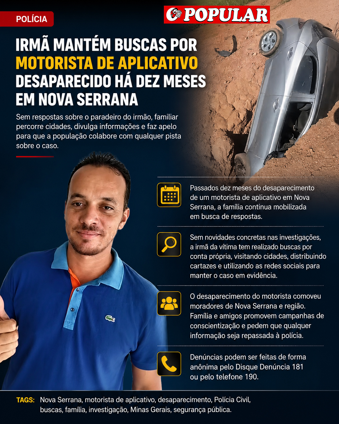 Dez meses após sumiço de motorista em Nova Serrana, irmã intensifica apelo por informações