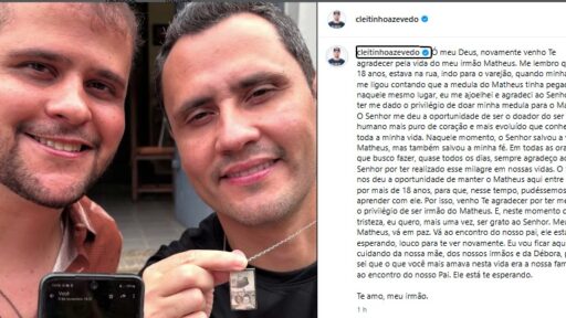Cleitinho Azevedo presta homenagem ao irmão Matheus após falecimento