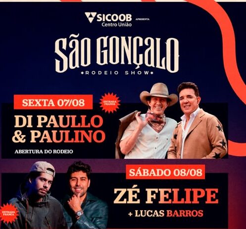 Di Paullo & Paulino e Zé Felipe comandam shows gratuitos no São Gonçalo do Pará Rodeio Show 2026