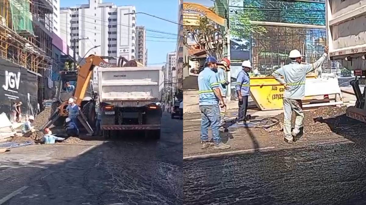 Manutenção da Copasa interdita rua Rio de Janeiro no centro de Divinópolis
