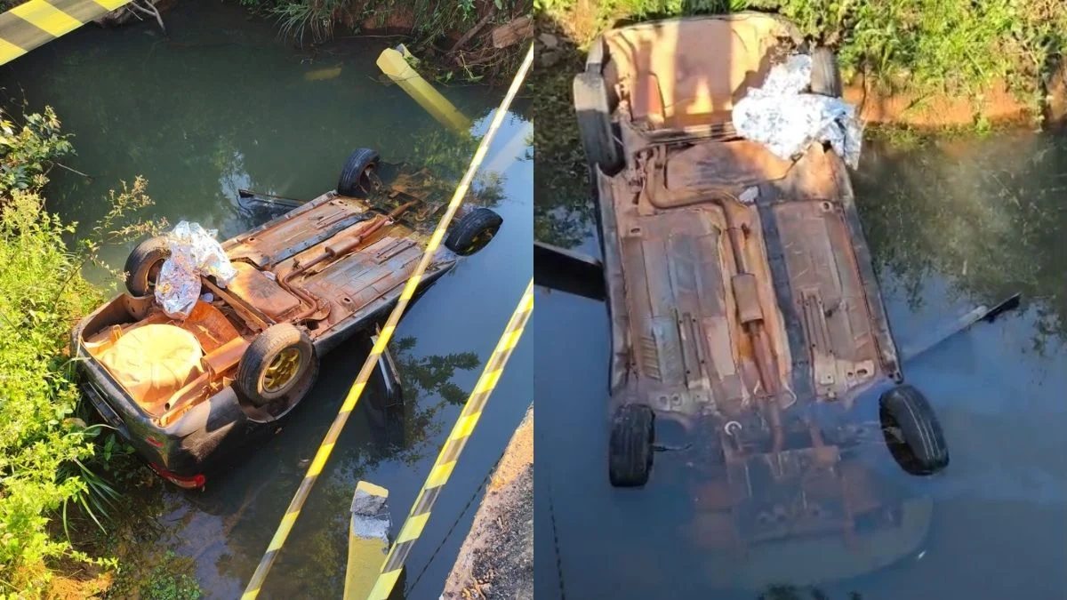 Acidente fatal em Pitangui deixa um homem morto após queda de veículo em ponte