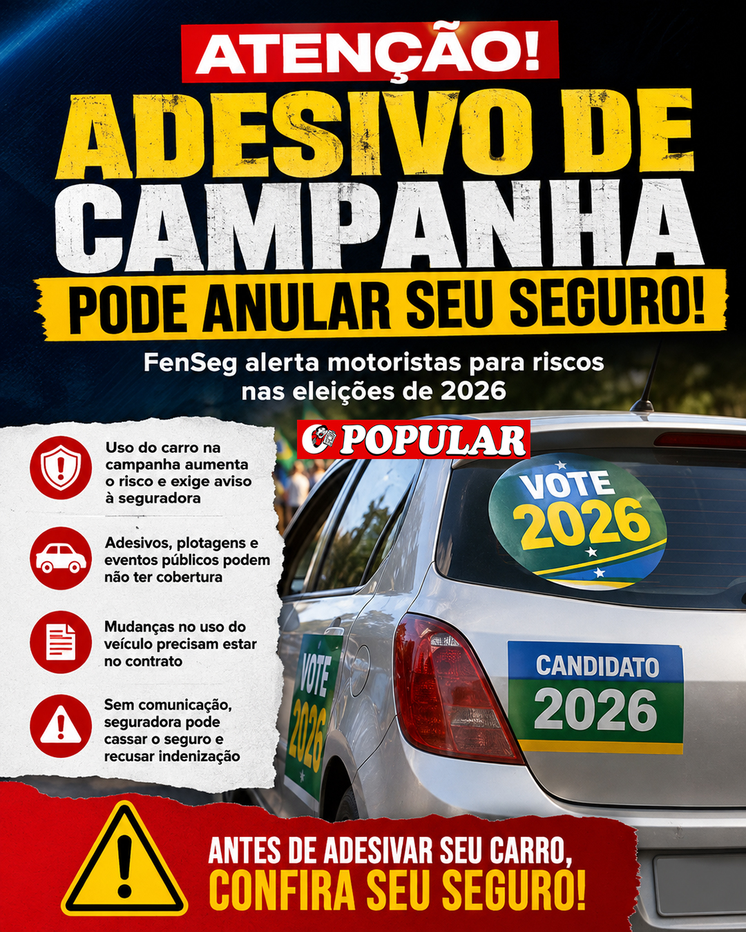 Seguro automotivo e eleições: adesivos DE campanha podem anular sua cobertura