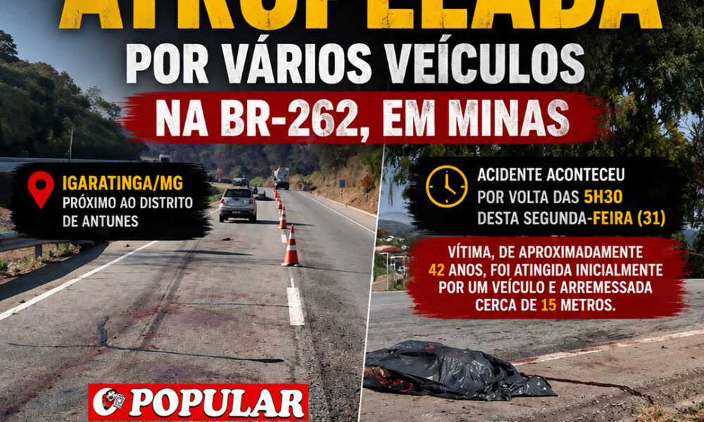 Atropelamento múltiplo NA Br-262 resulta em morte de mulher em Igaratinga