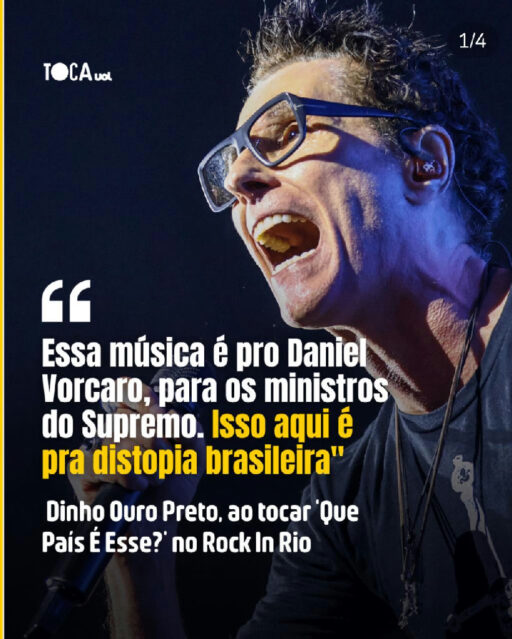 Dinho Ouro Preto cobra STF e Daniel Vorcaro em protesto no Rock in Rio