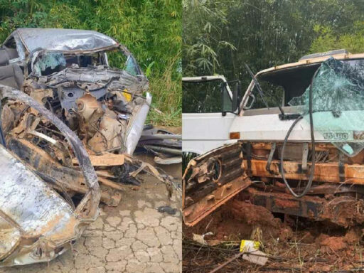 Colisão frontal entre carro e caminhão deixa dois mortos na Mg-176 em Luz
