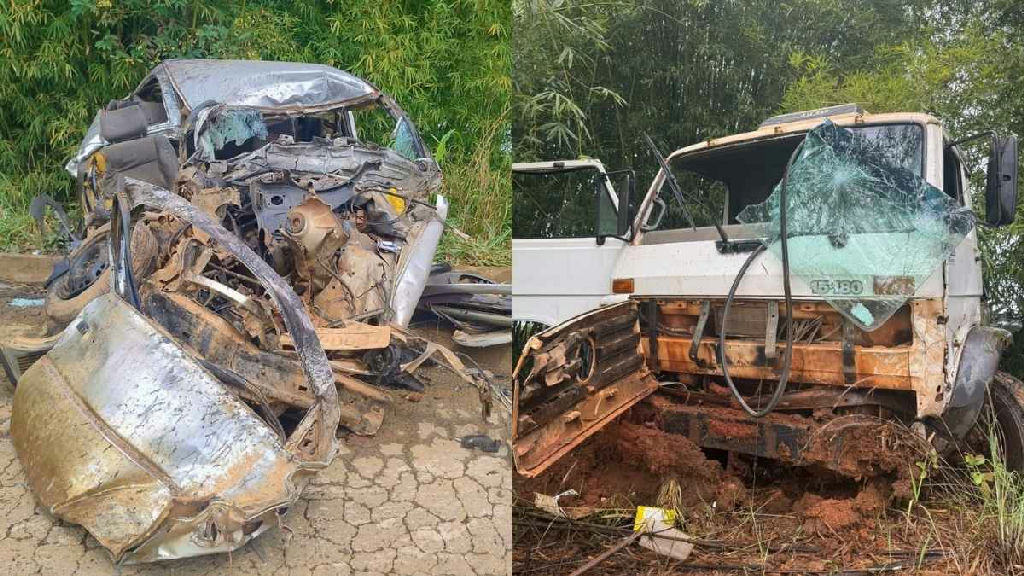 Colisão frontal entre carro e caminhão deixa dois mortos na Mg-176 em Luz